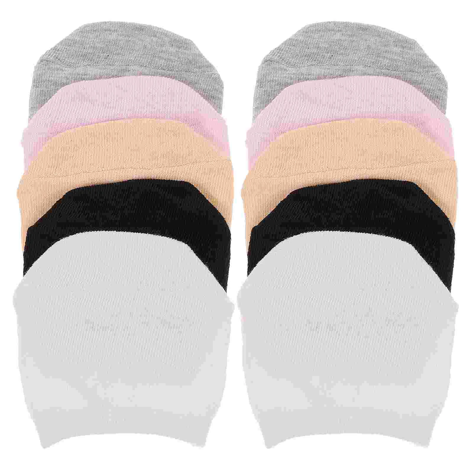 5 Pairs Half Toe Socks Boat Dressy Sandals High Heel Invisible Miss Cotton Tops