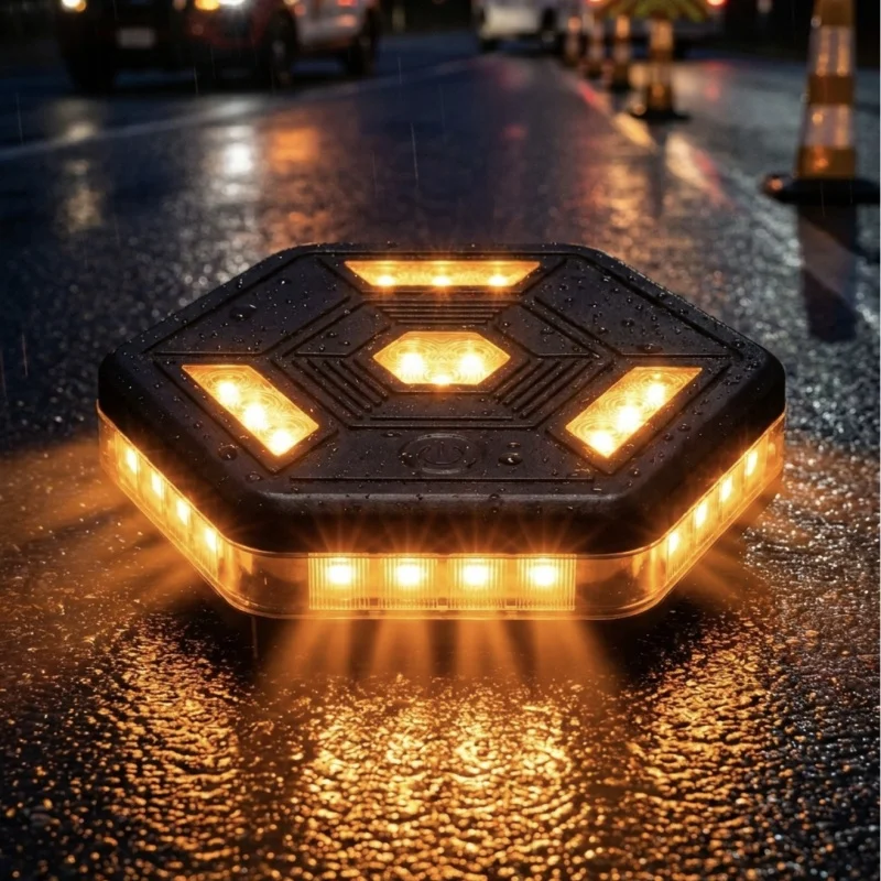 LED Road Flare Orange Warning Light Magnetic Emergency Beacon Flashing Light Roadside Safety AAA Battery Powered for Car Bicycle