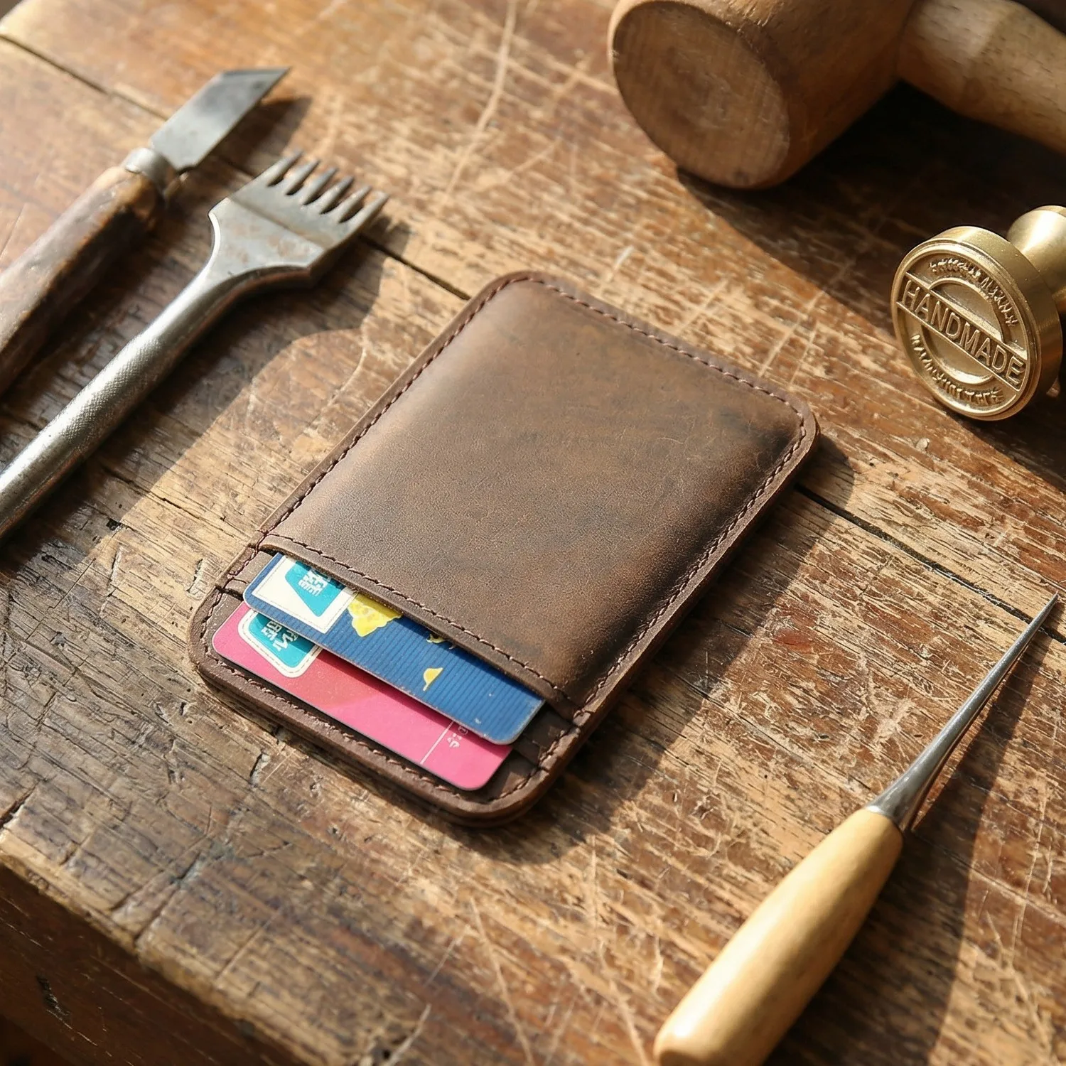 Retro Crazy Horse Top Layer Leather Card Holder for Unisex Genuine Leather Credit Card Case Ultra Thin Mini Business Card Clutch