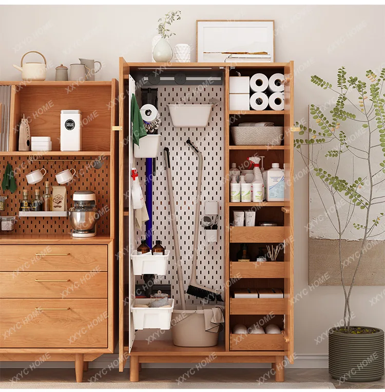 

SSSolid wood cave board Power track Housekeeping Cleaning tool storage cabinet Homestay
