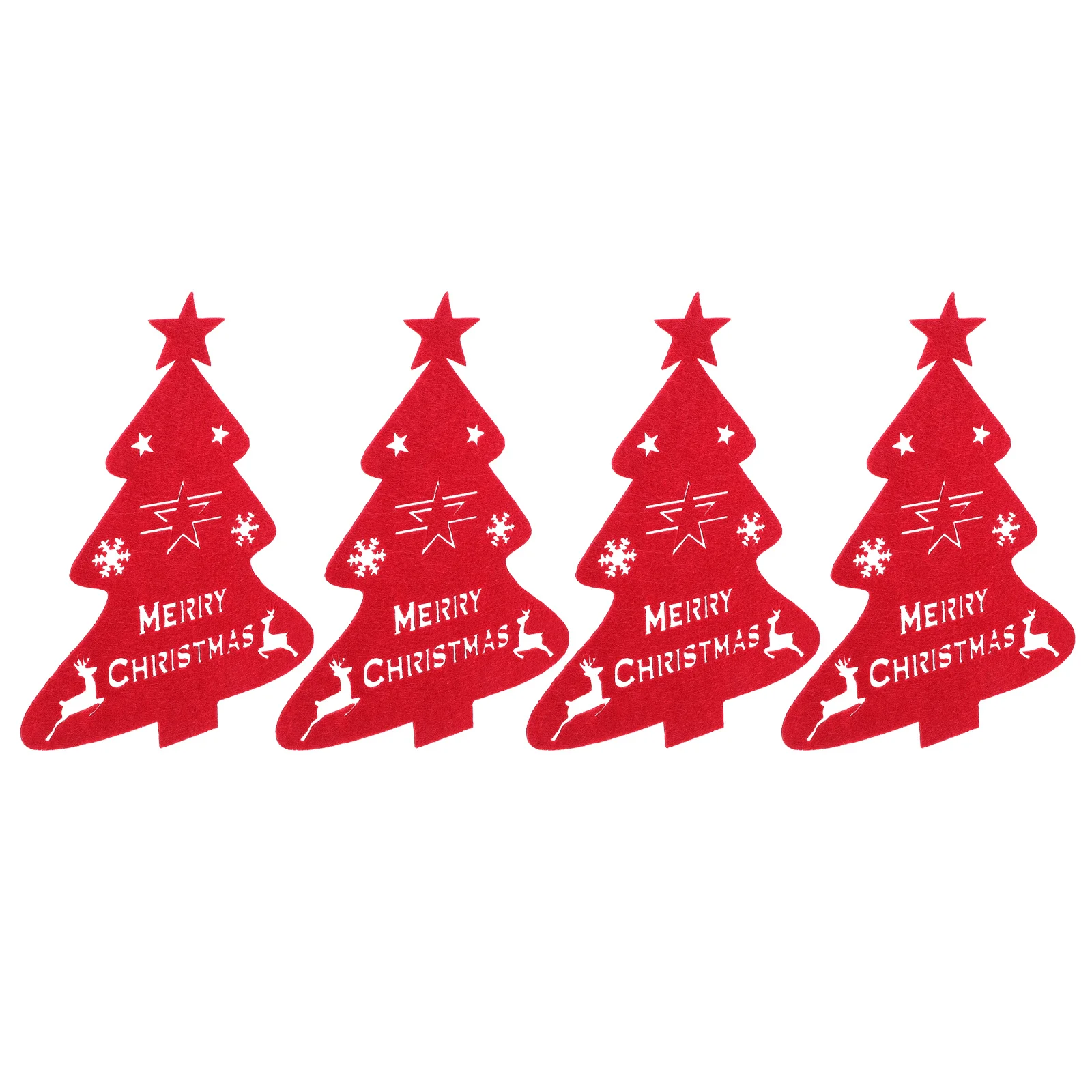

4Pcs Christmas Cutlery Holder Xmas Tree Flatware Bags Decorative Tableware Storage Sleeves for Party Holiday Dining
