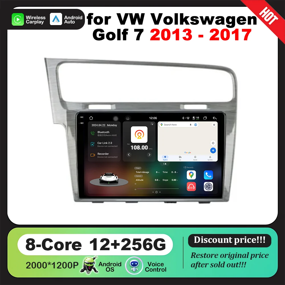 

10'' for VW Volkswagen Golf 7 2013 - 2017 Car Multimedia Radio Video Player Android OS GPS Navi Accessories QLED Touch Screen