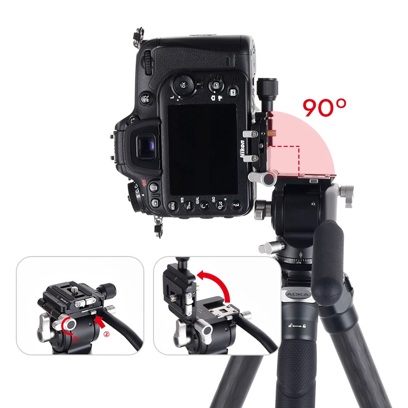 AOKA ST-3 محول Gimbal Pan Tilt Head لحامل ثلاثي القوائم Monopod