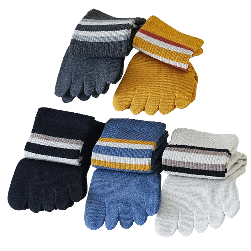 Mann kurze 5-Finger-Socken Sport Kompression Baumwolle gestreift dicke schweiß absorbierende atmungsaktive elastische dauerhafte Fitness-Zehen socken