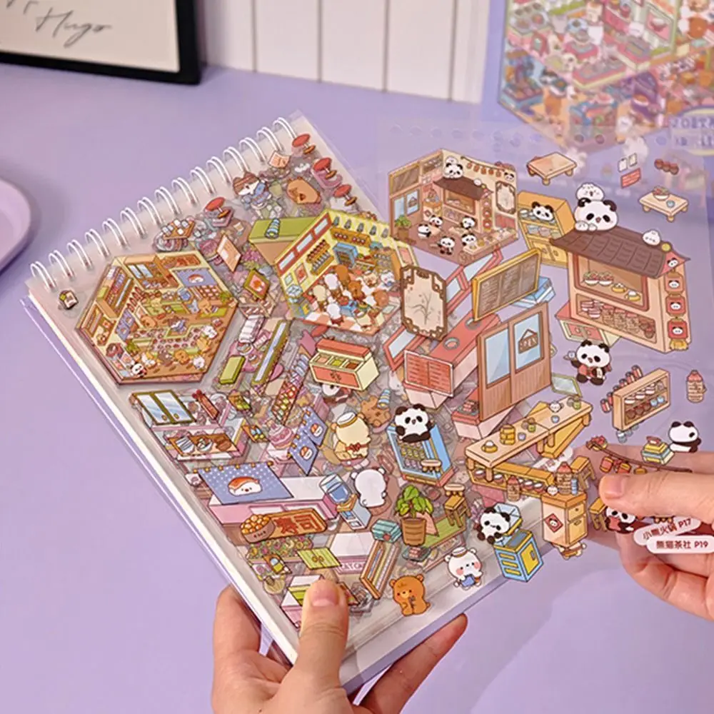 PET Miniature Landscape Sticker Collection Coil Binding Visual Stacking 3D Landscape Sticker Decompression DIY Toy Game Stickers