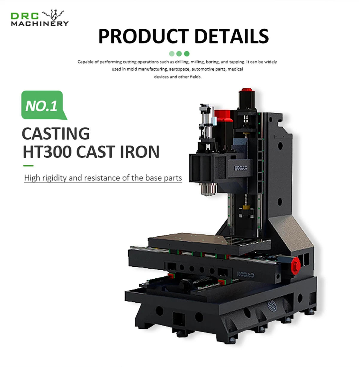 DRC VMC855 4-Axis Vertical CNC Milling Machine Single BT40 Spindle Automatic Heavy Duty High-Accuracy Motor