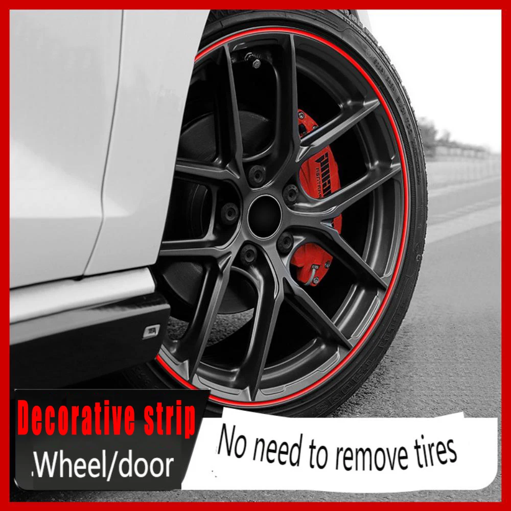 2pcs 4 Meters Car Wheel Hub Decorative Strip,3D Double Color Universal Car Tire Protection Ring Anti Strip.