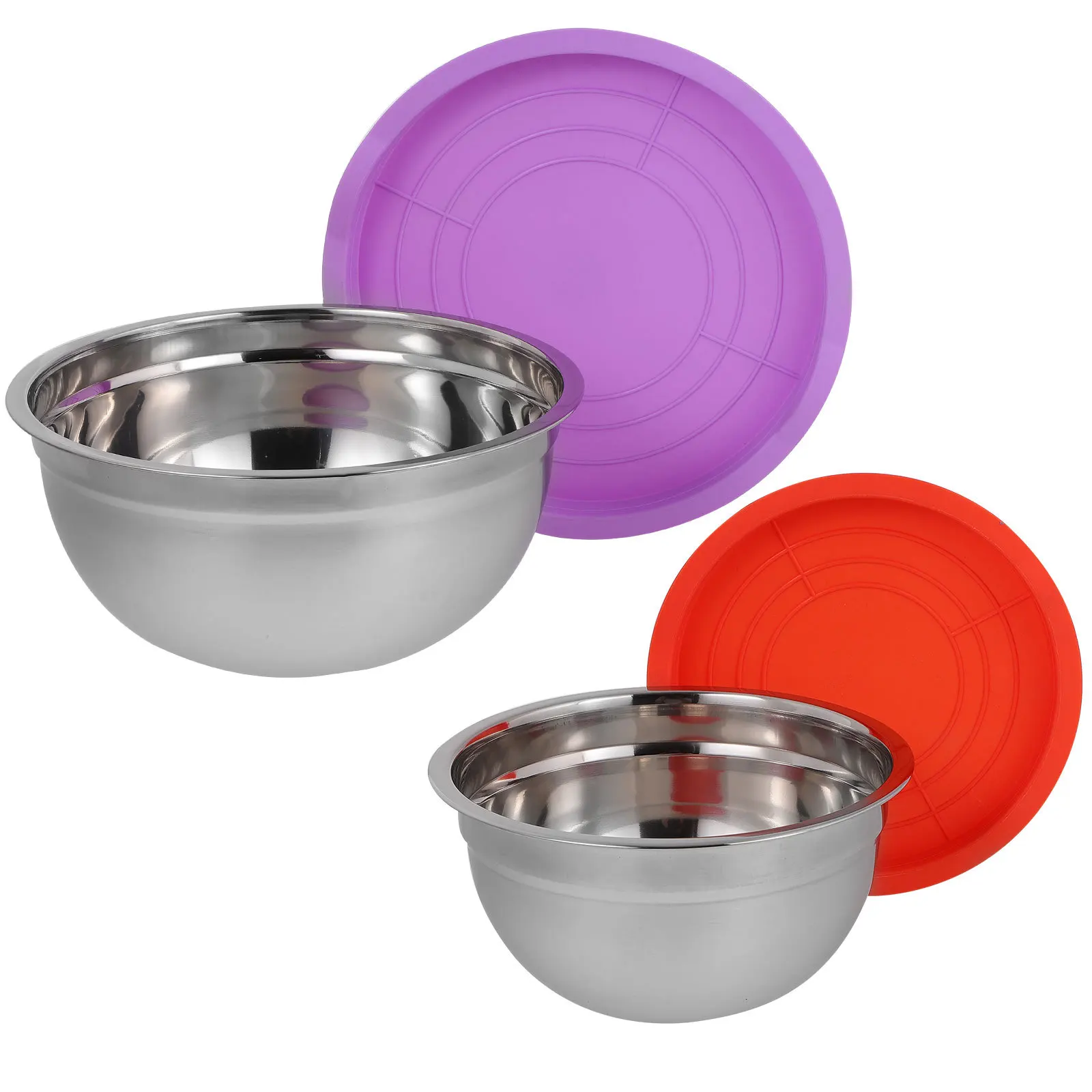 

2pcs Stainless Steel Mixing Bowls Egg Salad Containers With Lids Deep Thick Rustproof Kitchen Bowl For Pasta Dressing Household