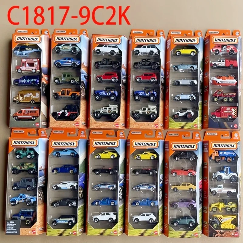 In Stock New Matchbox Five Pack C1817 Alloy Car Model Engineering Car Series Hot Sports Car Set Model Birthday Gifts Toys