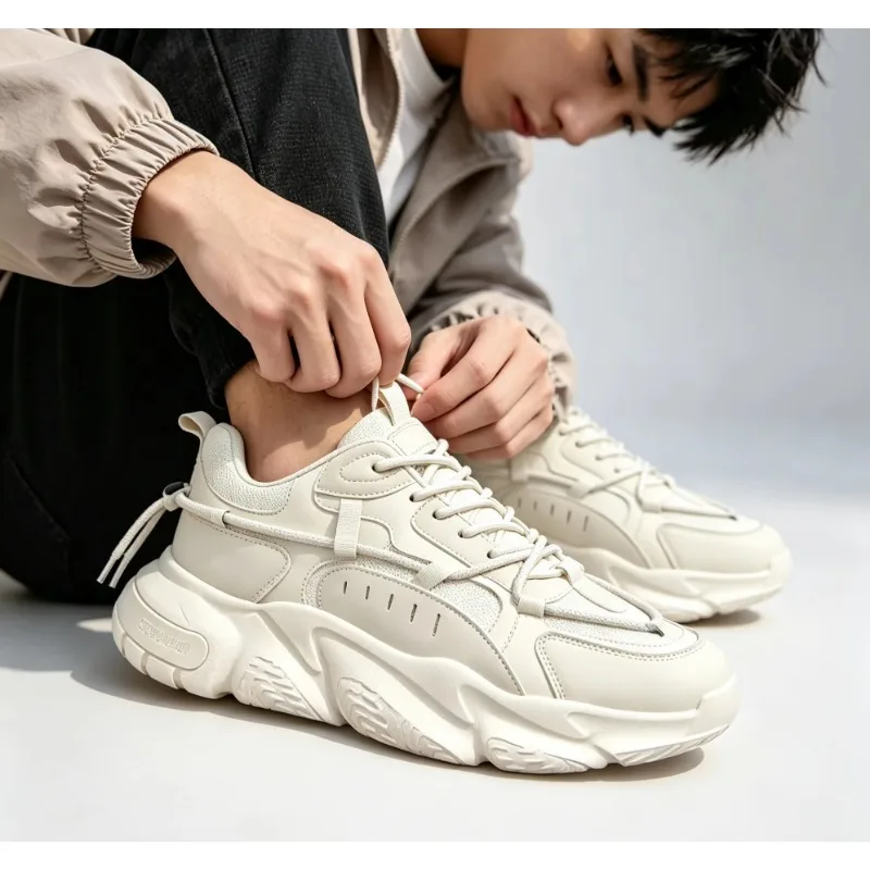INS Trend Men's Height Boost Dad Sneakers 2026 Winter New Breathable All Mat Sport Running Casual Footwear