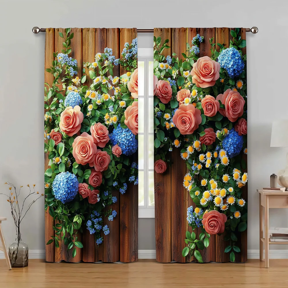 

2pc, Curtain Flower climbing wall Machine Washable Polyester,Without Electricity Festive Holiday for Holiday Celebrations