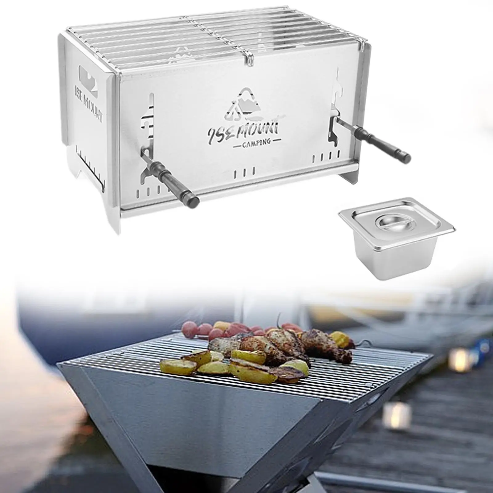 Camping Wood Burner Windproof Campfire Detachable Grill Oven with Storage Bag