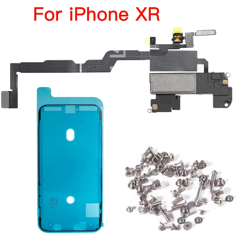 Ear Speaker With Flex Cable Replacement For iPhone X XR XS 11 12 Mini Pro Max And All Screws + Screen Waterproof Adhesive Tape