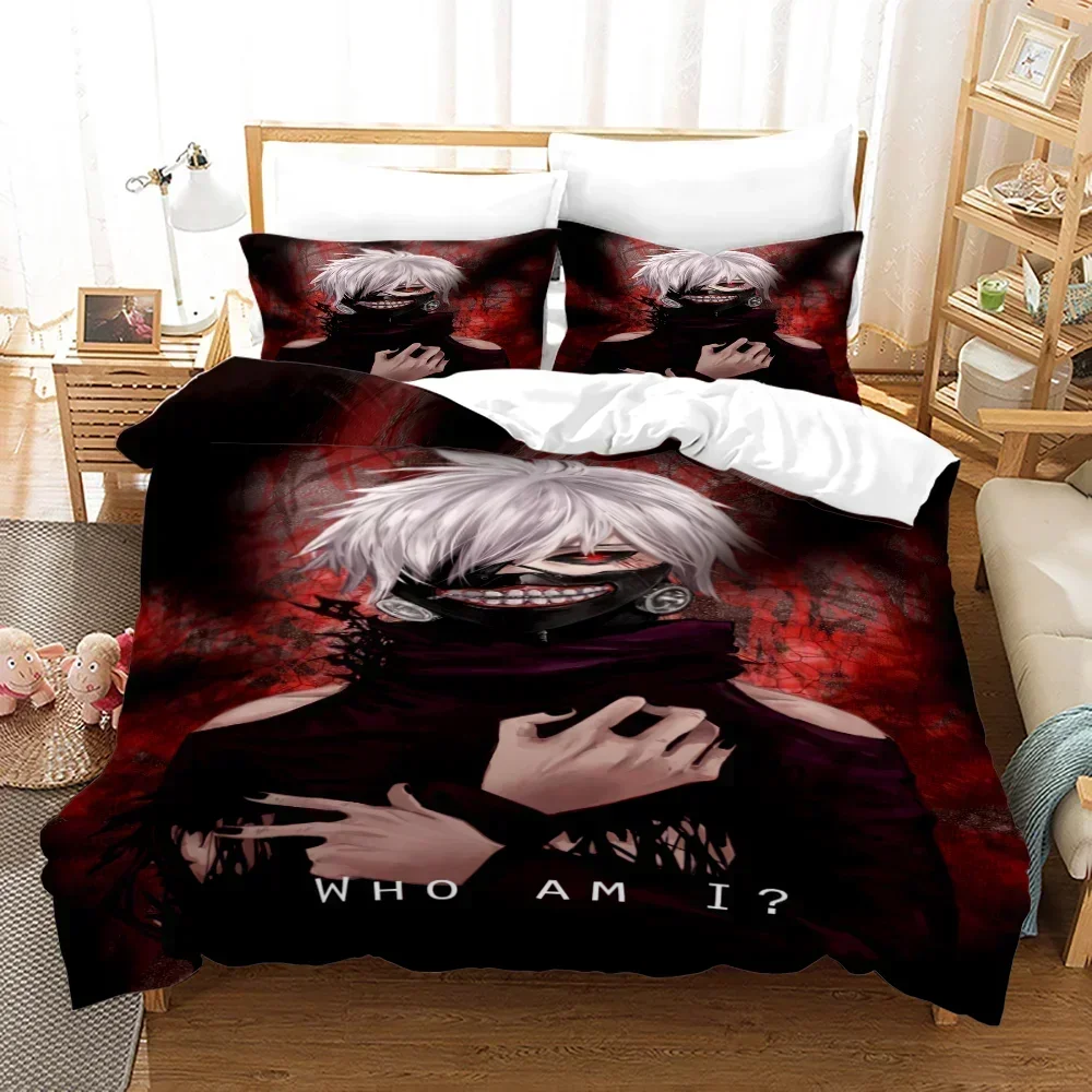 

3D Anime Tokyo Ghoul Kaneki Ken Bedding Set Duvet Cover Sheet Printed Bed Set Pillowcase Full Queen King Size Comforter Bedroom