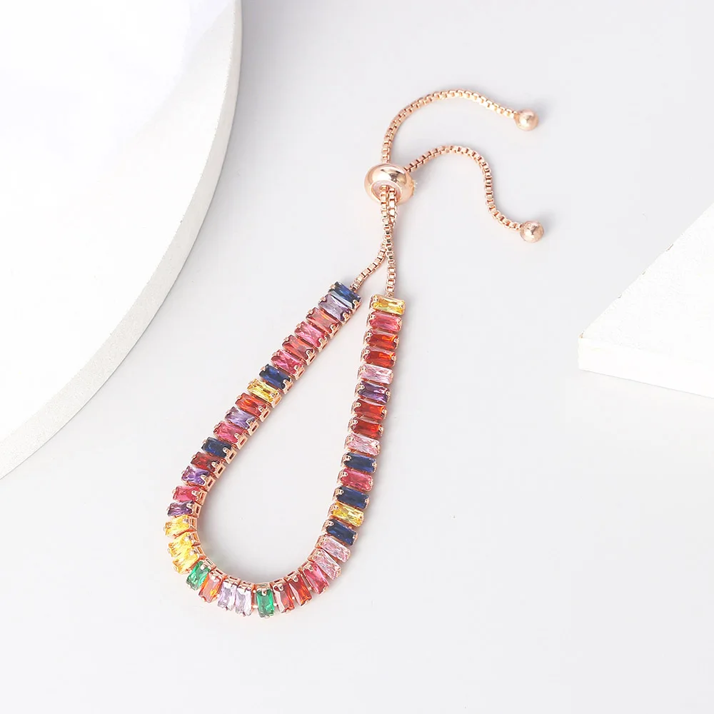 2x5mm mehrfarbige Zirkon-Tennisarmbänder, verstellbar, für Damen und Herren, trendige Unisex-Handketten-Accessoires, Modeschmuck H009 – Detail 9