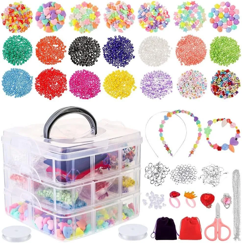 7554 Pcs Ultimate Jewelry Making Kit - DIY Beading & Jewelry Making Set with Pentacle Heart Petal Charms, Scrunchie Accessories