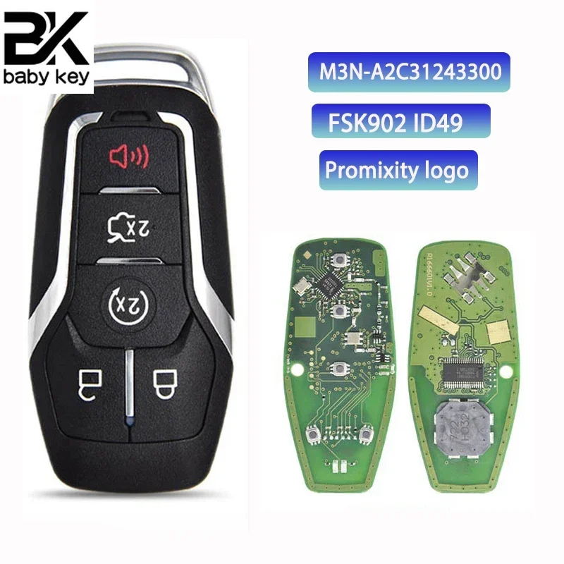 

BB Key for Ford Fusion Explorer Edge Mustang 2013 2014 2015 2016 2017 902MHz ID49 Chip FCC ID:M3N-A2C31243300 Keyless Remote Key