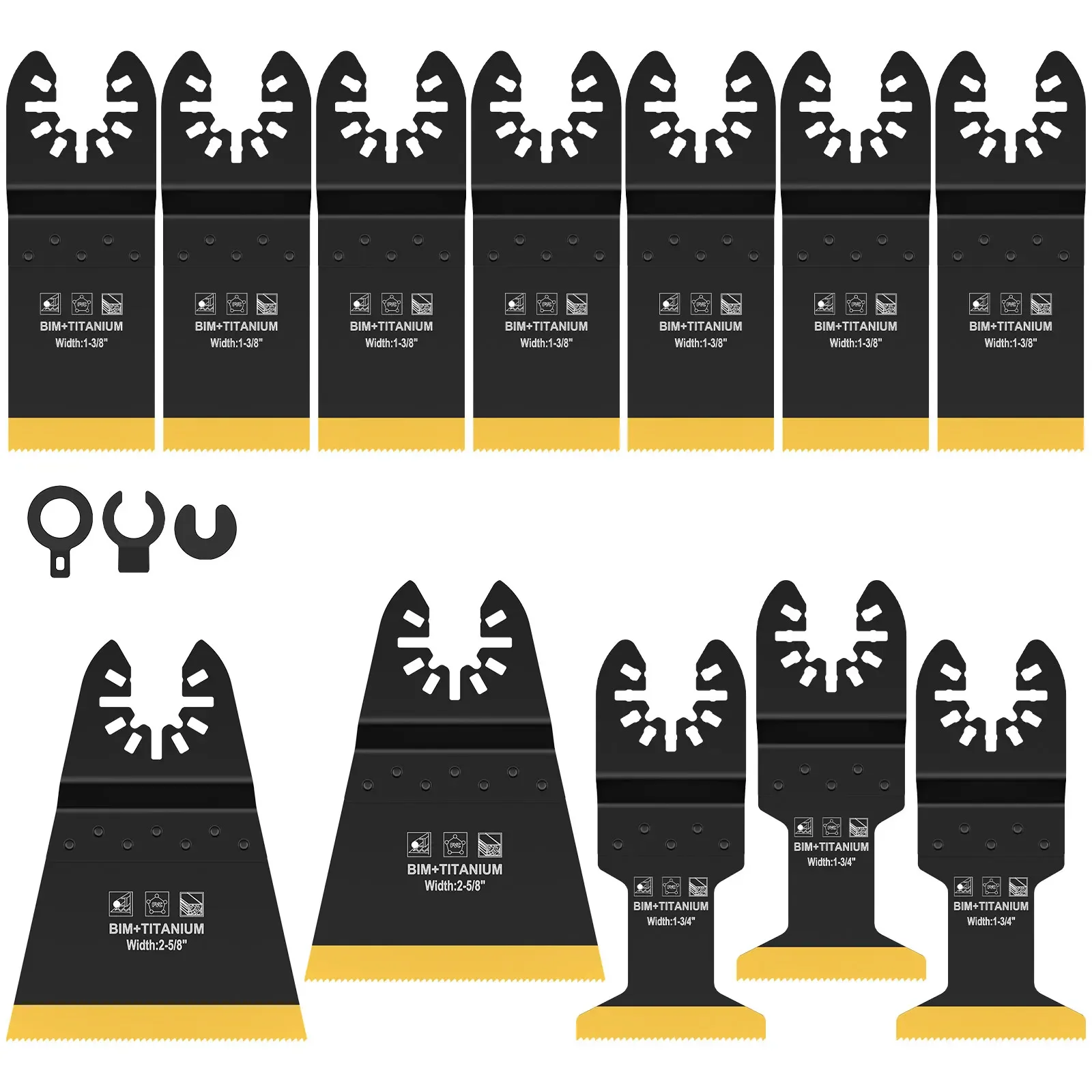 

12Pcs Oscillating Saw Blades Bi-metal Titanium Coated Multitool Blades Wear-Resistant Oscillating Blades Fast Cutting Saw Blades