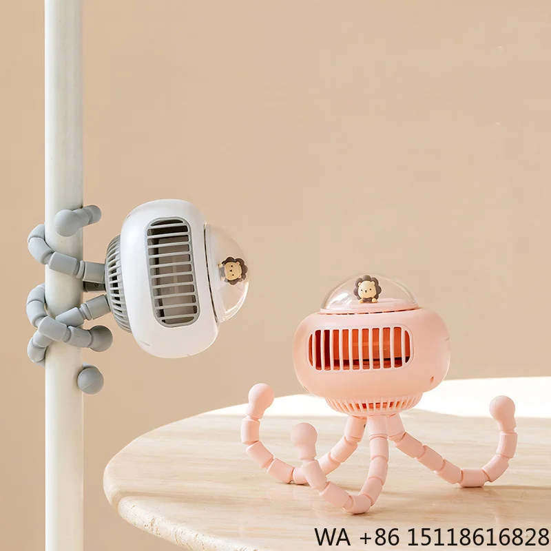 New Product Shake Head Handheld Office Table Quiet Usb Mini Fan Personal Portable Rechargeable Octopus Baby Stroller Fan