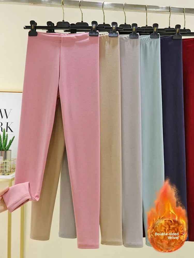 

Thickened High-Waist Fleece-Lined Winter Warm Pants Women's Home Clothes Velvet Finish Slimming Effect Long Pants plus Size