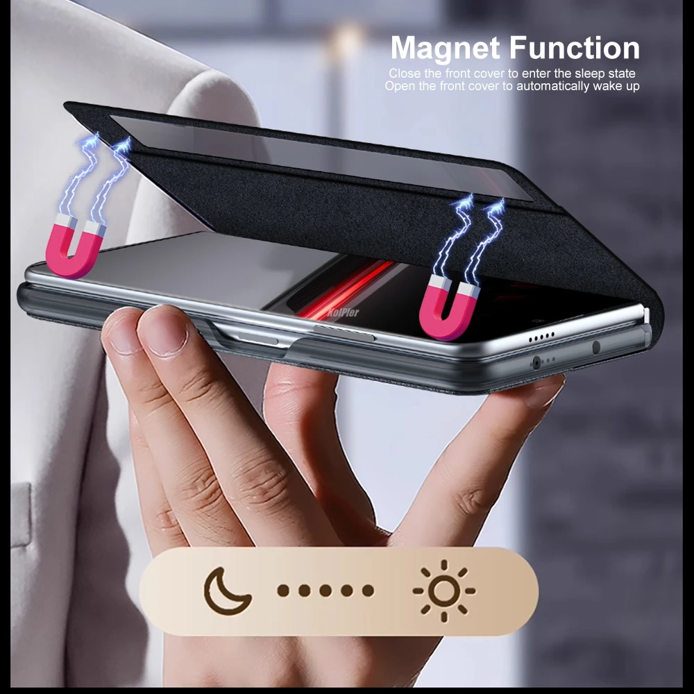 Original Flip Leather Cover For Huawei Honor Magic V2 RSR Mirror Smart Touch View Protect Shockproof Case For MagicV2 RSR Coque