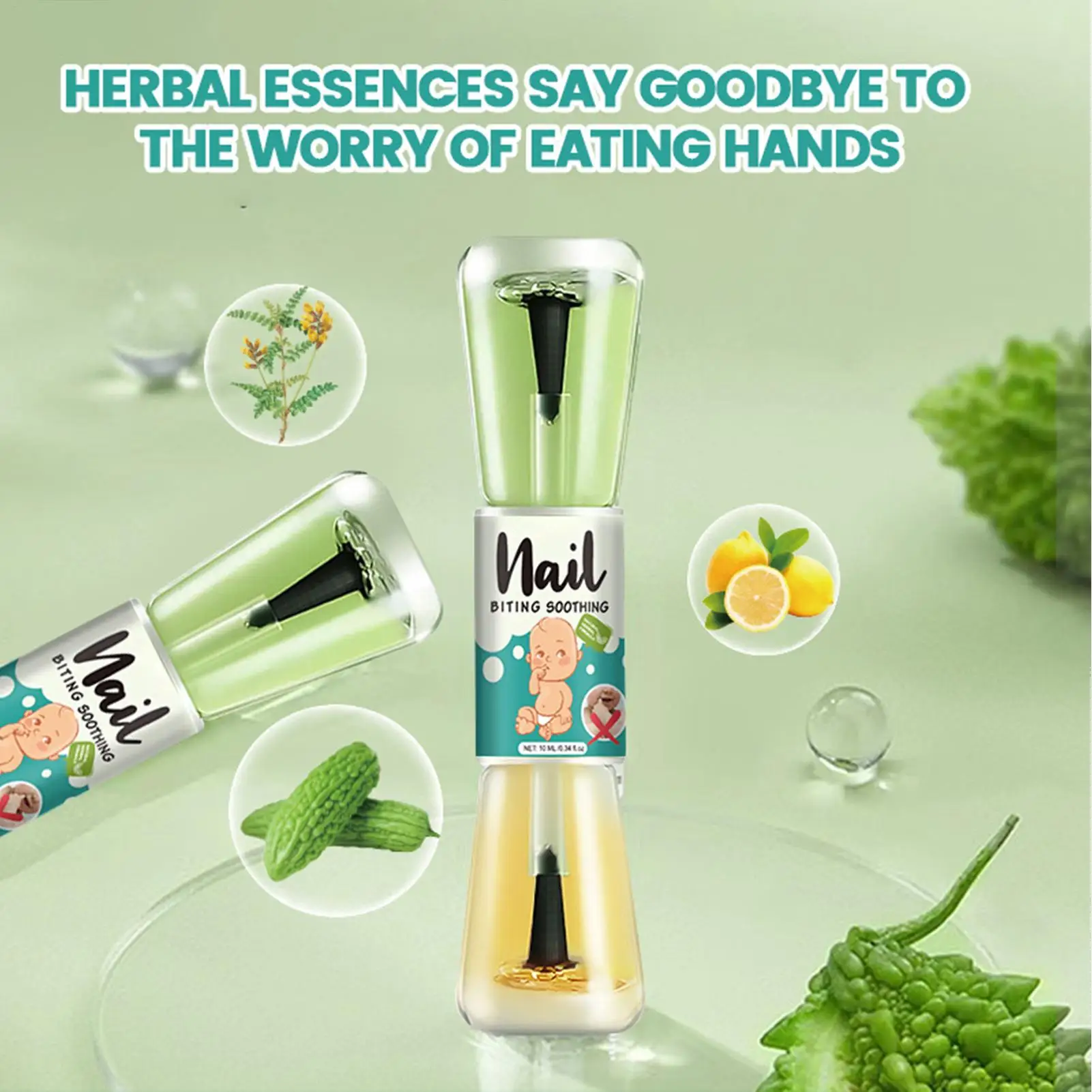 10ml Acqua per unghie amara Bambini Smalto per unghie anti-morso Estratti vegetali naturali liquidi Strumento per la cura delle unghie per i neonati Smettere di mordere le unghie