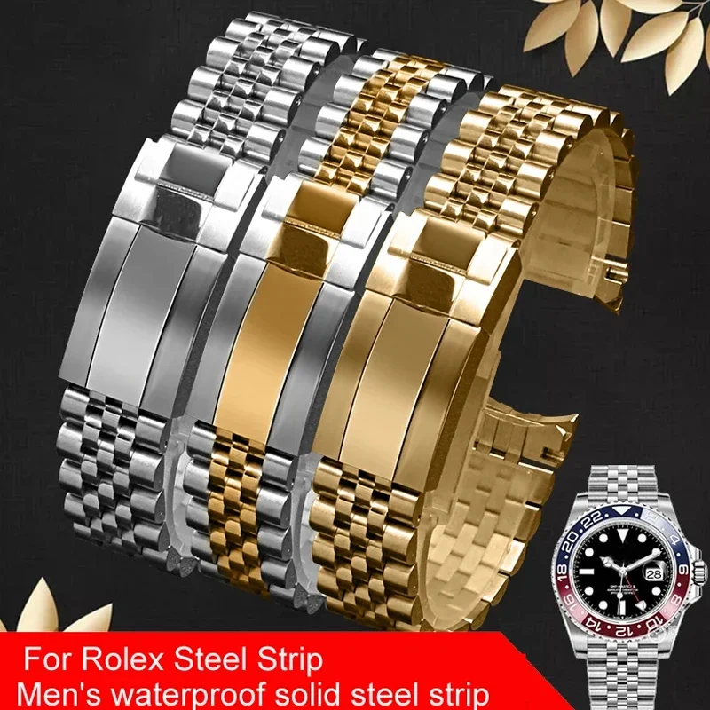 Solid steel band For Rolex Greenwich 126710BLRO GMT watchband refined steel chain 20mm Men's waterproof wrist