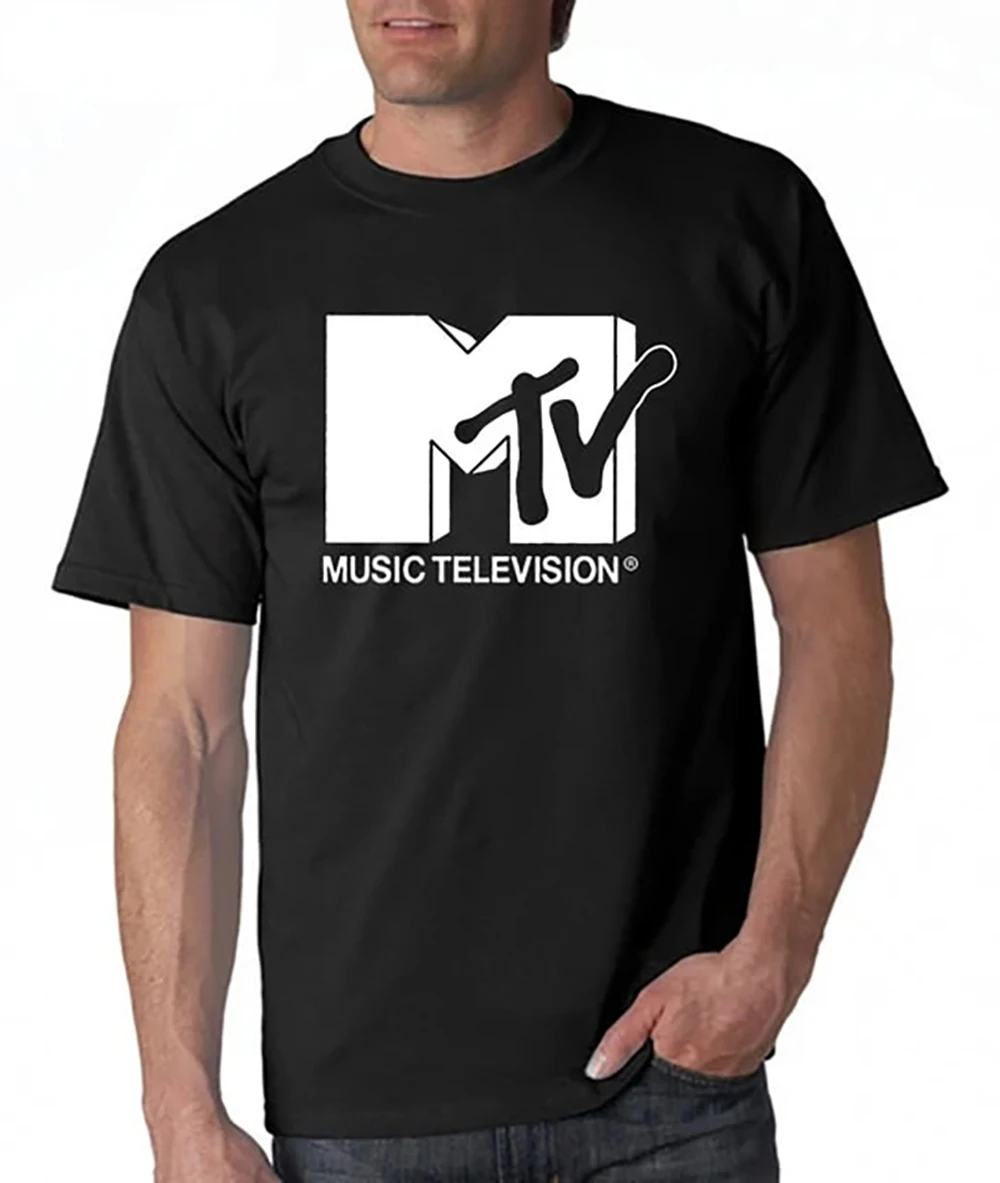 JRJZ Men's T-Shirt Mtv Retro Casual Cotton T-Shirt Retro Shirt Pop Music Tv Culture Bands Oversized Tops Men's Clothing #913091