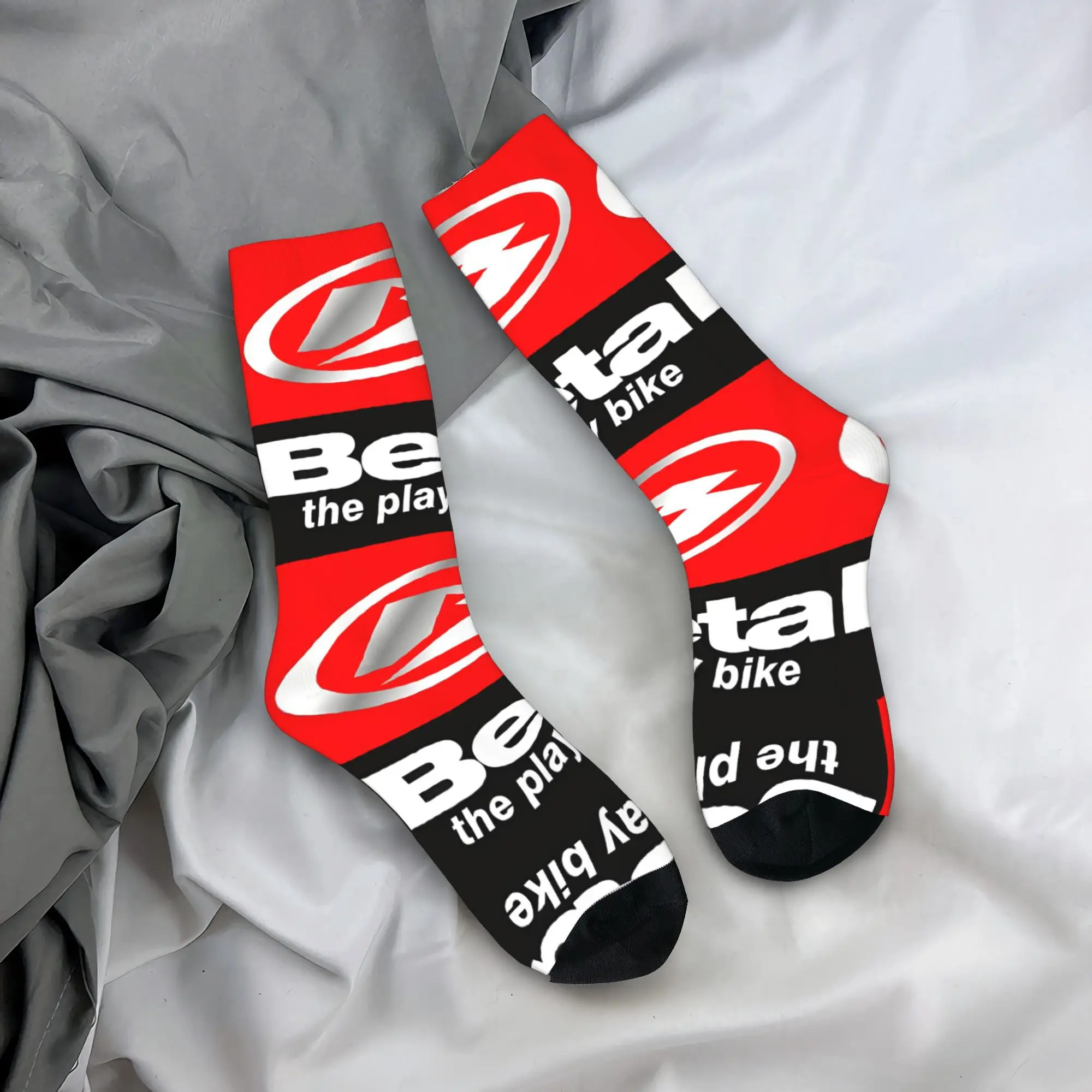 Custom B-Betas Logo Motorcycle Men's Crew Socks Unisex Funny 3D Printed  Motor Dress Socks