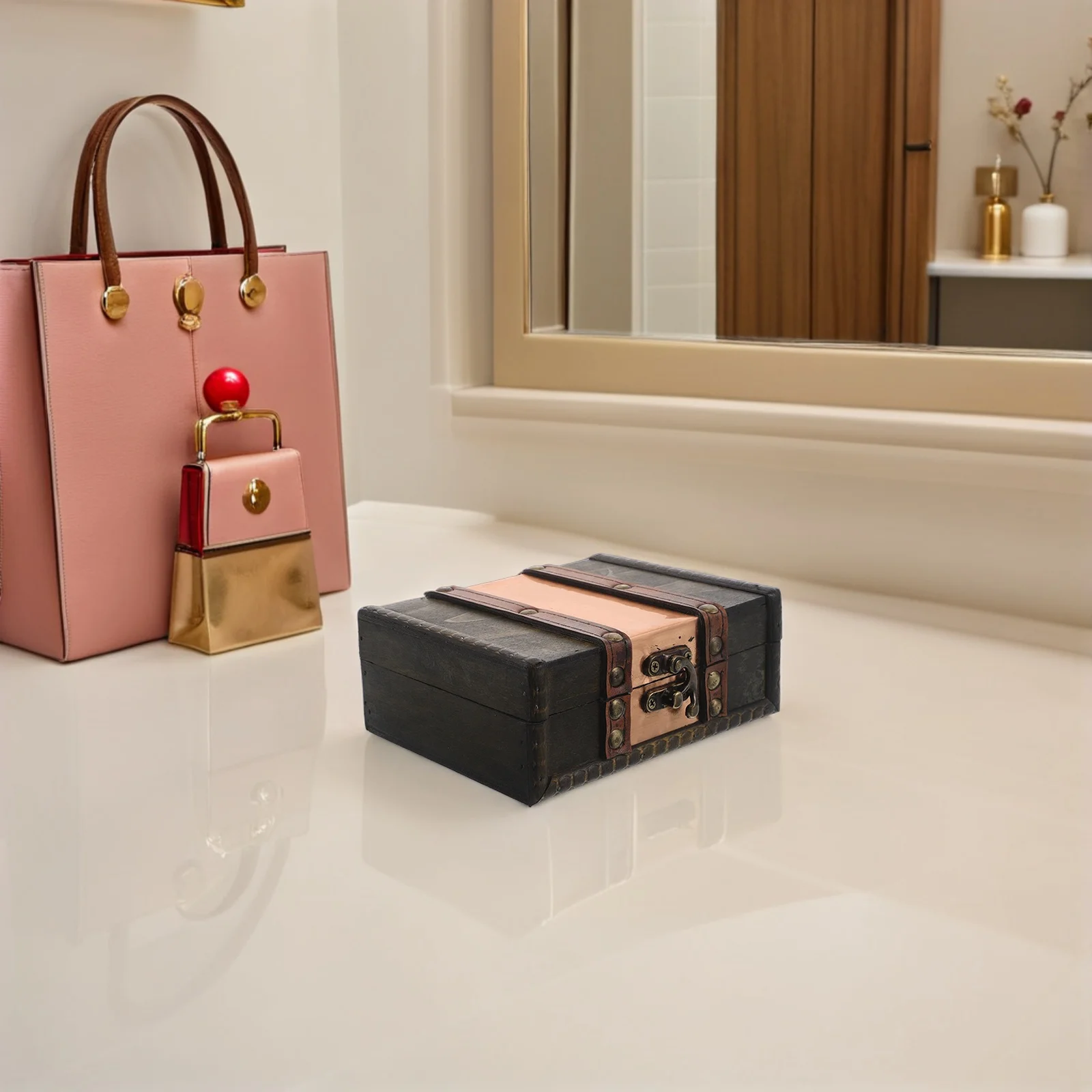 

Wooden Jewelry Box Vintage Chinese Style Storage Case For Rings Necklaces Earrings Jewelry Organizer Chest