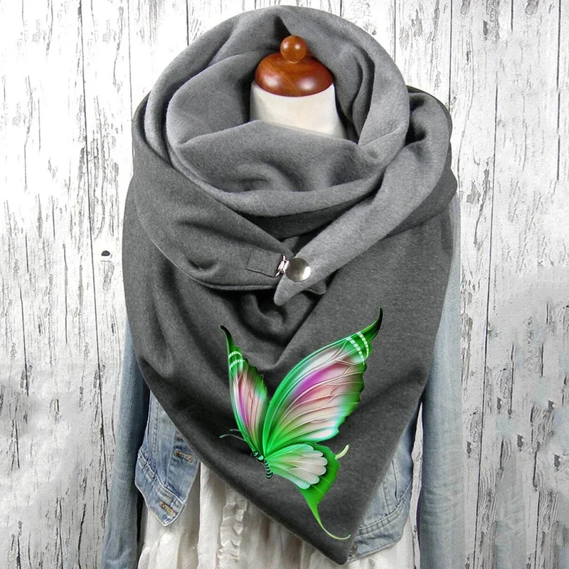 Butterfly pattern 3D Printed Scarf and Shawl Warm for Women and Men