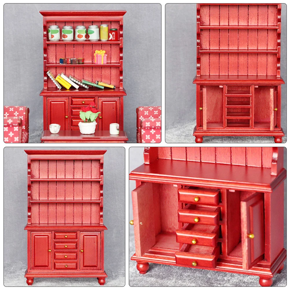 Mini Bedroom Decor Bookcase Toys Furniture House Accessories Kitchen Cabinet