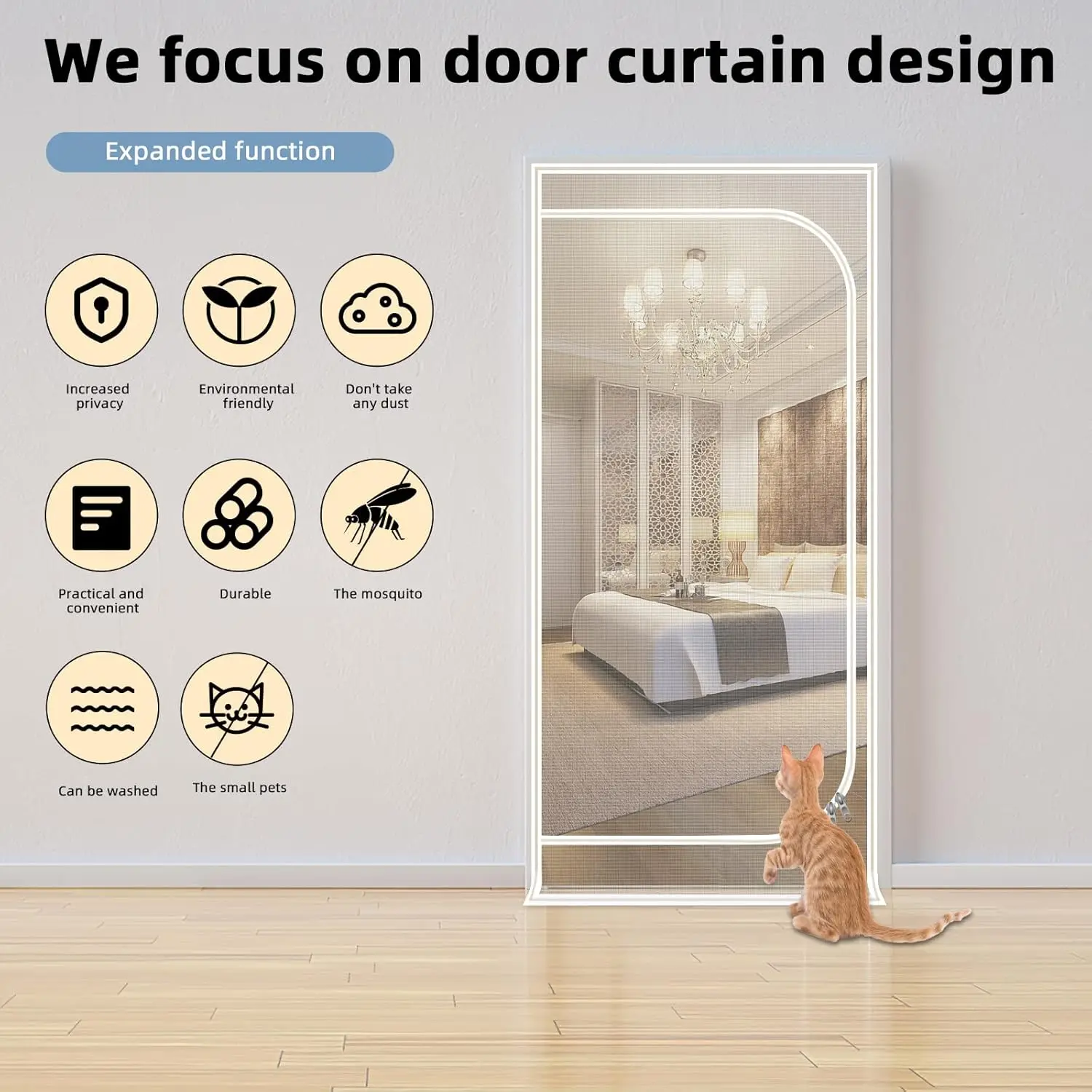 

Nano Thickened Up & Left Opening Door Screen Anti-mosquito Mesh Screen for Pet for Living Room,Kitchen,Bedroom with Zipper