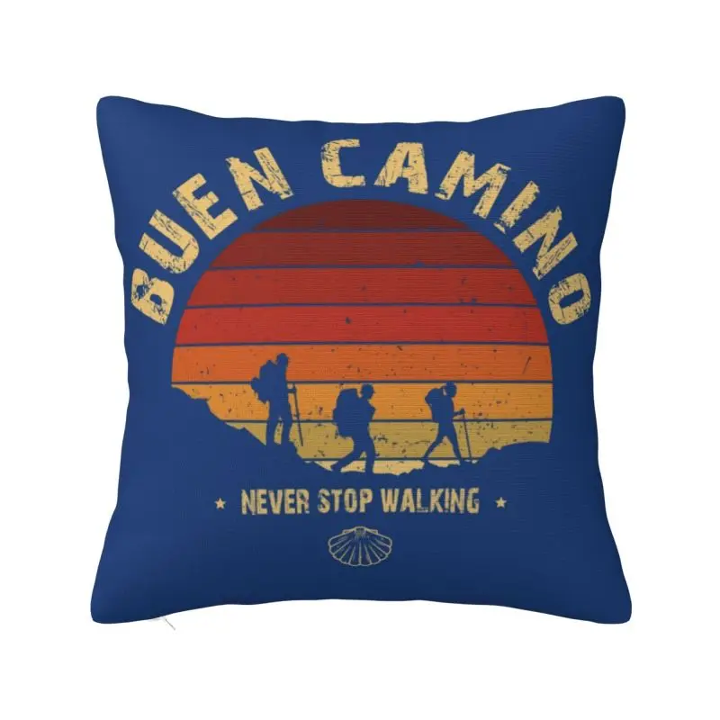 Custom Hiking The Camino De Santiago Vintage Badge Throw Pillowcase Nordic Cushion Cover Velvet Pillowcase