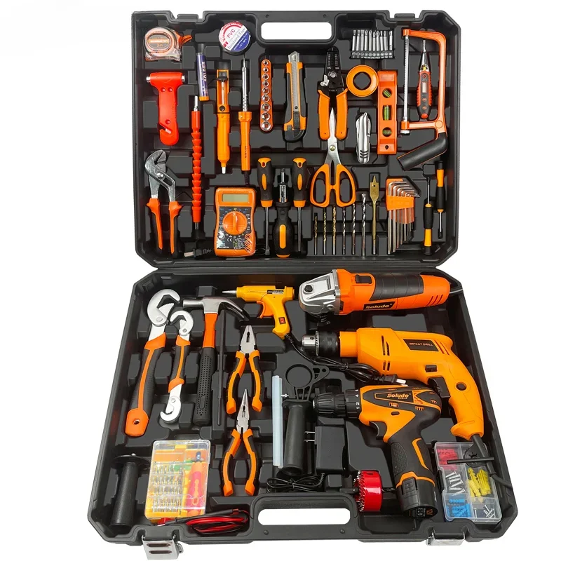 SOLUDE  Basic Tool Combination Package Mixed Tool Set Tire Repair Kits For Cars Homeowner General Household Hand Tool Set