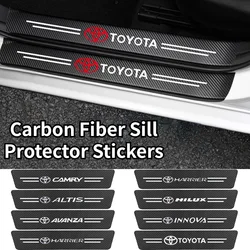 Auto Logo Tür Carbon Faser Sill Schutz Aufkleber für Toyota Yaris Corolla Auris Rav4 Vios Camry HILUX AVANZA ALTIS Zubehör