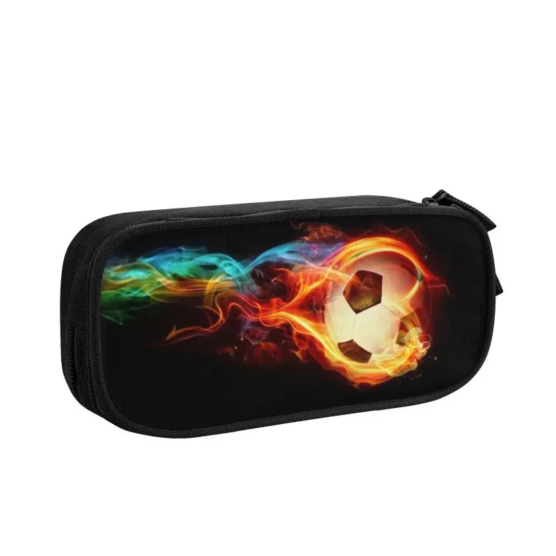 Kawaii Fußball Ball Flammen Bleistift Fall für Mädchen Jungen Große Lagerung Fußball Flaming Bleistift Tasche Schule Liefert