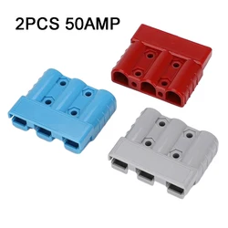 2X For Anderson Style 3 Pin 50A Plug DC-DC Charger Solar Power Connector Plug Home Tool Accessories For Electrical Testing