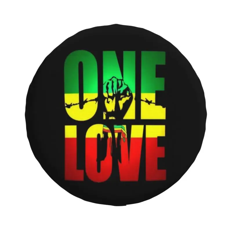 Custom One Love Jamaica Reggae Spare Tire Cover for Toyota RAV4 Prado 4WD 4x4 RV Car Wheel Protector 14