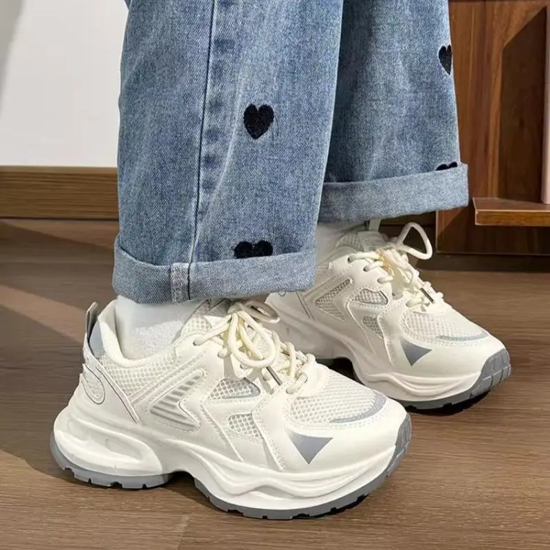 2026 summer New Trendy Thick Bottom Heightening Women's Sneakers Casual Breathable Women's Sports Shoes Platform Woman Shoes