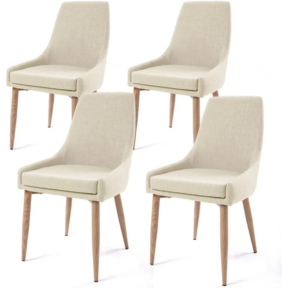 

Dining Chairs, Living Room Chair Set of 4 Accent Chair with High Back Beige Fabric Dining Comfy Chair for Kitchen dinning chairs