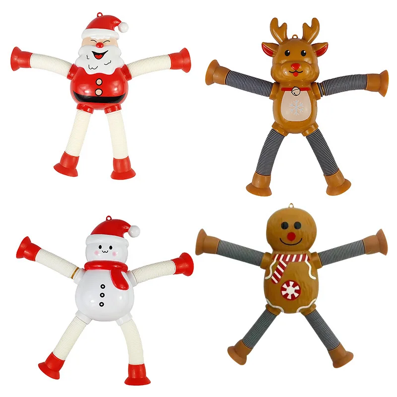 1/4 шт. поп-трубки на присоске, игрушки Санта-Клауса, снятие стресса, телескопические сенсорные игрушки, интересный подарок для детей, мальчиков и девочек