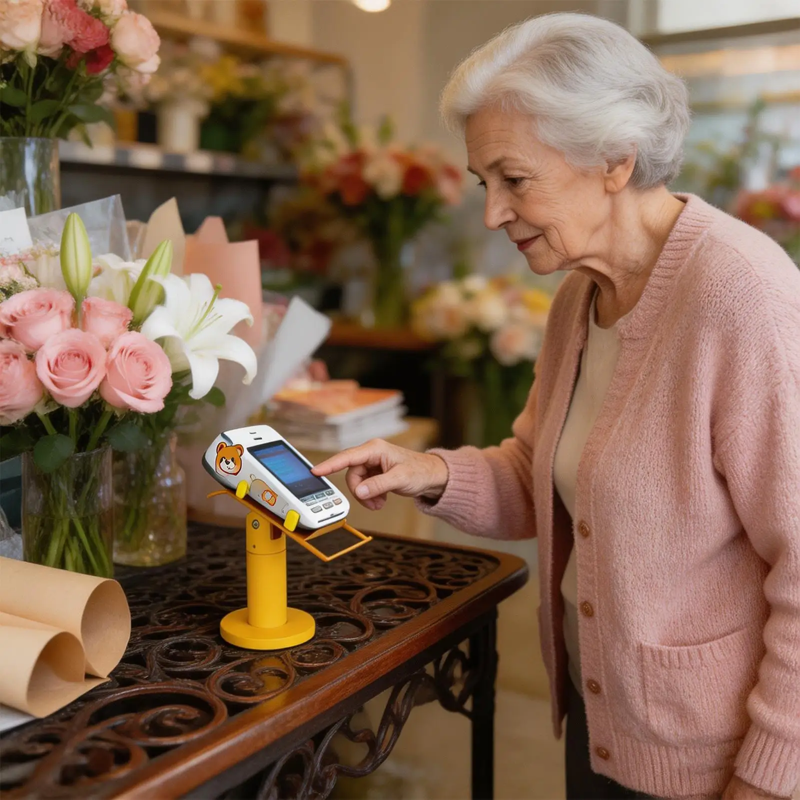 POS Terminal Stand Aluminum Alloy Bracket Metal POS Machine Display Bracket For Supermarket Shop Store Counter Service Desk Bar