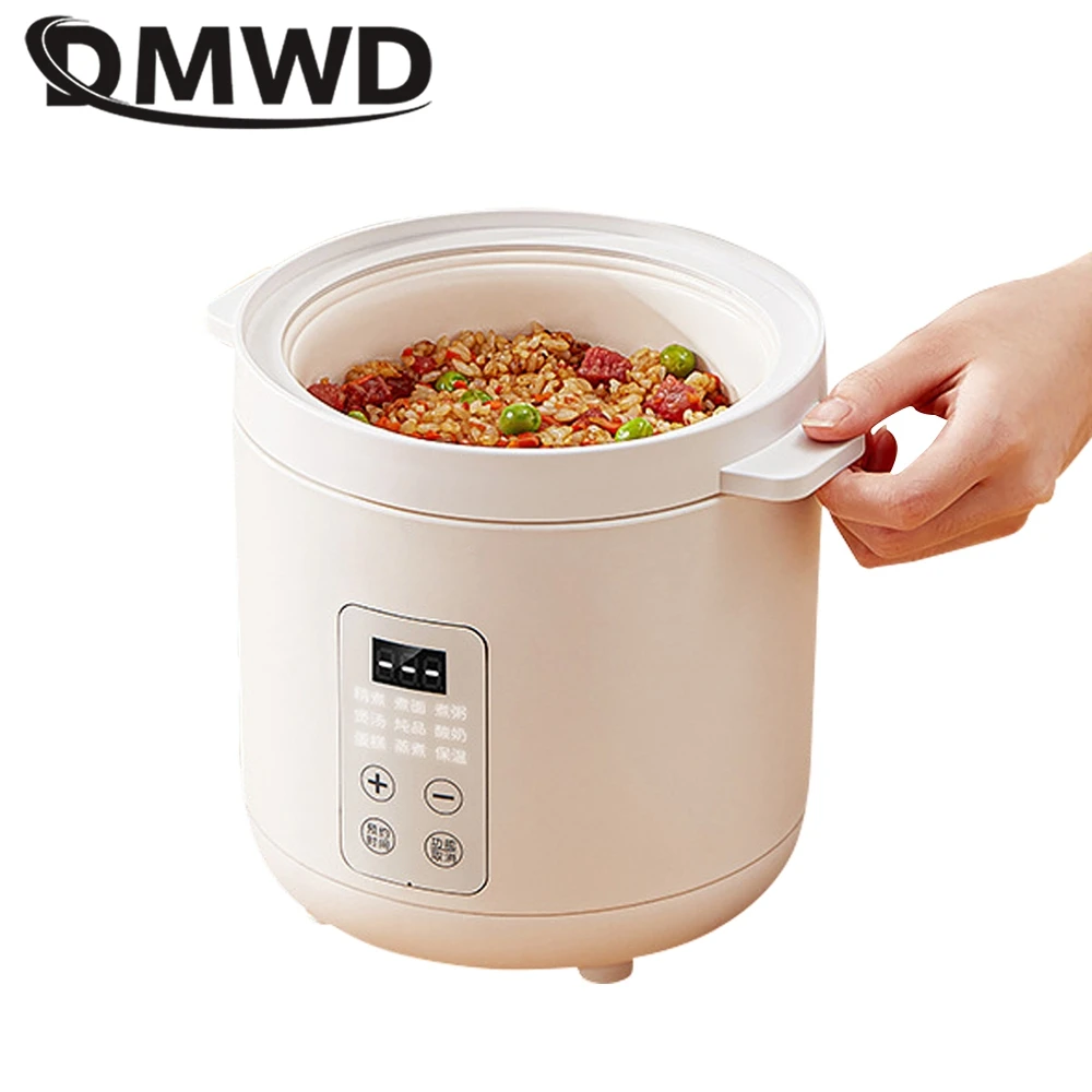 DMWD 1.2L Household Electric Rice Cooker Automatic Soup Porridge Cooking Pot Cake Maker Breakfast Machine 12H Appointment 220V