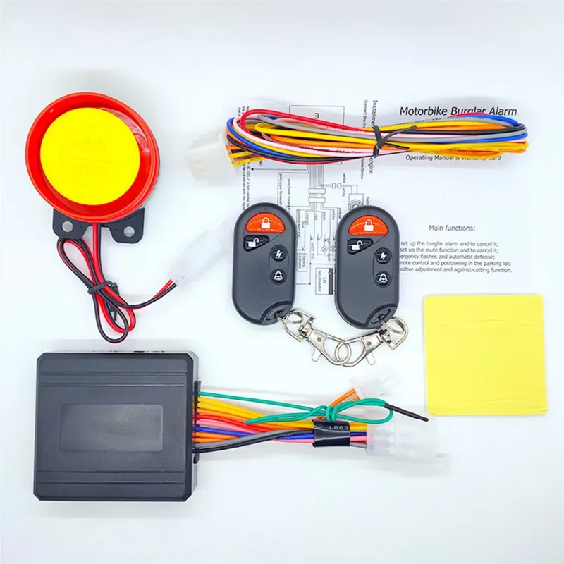 12V Motorcycle Alarm System Remote Control Speaker 125db Security Warning Alert Set Electric Bicycle Pit Dirt Bike Accessories