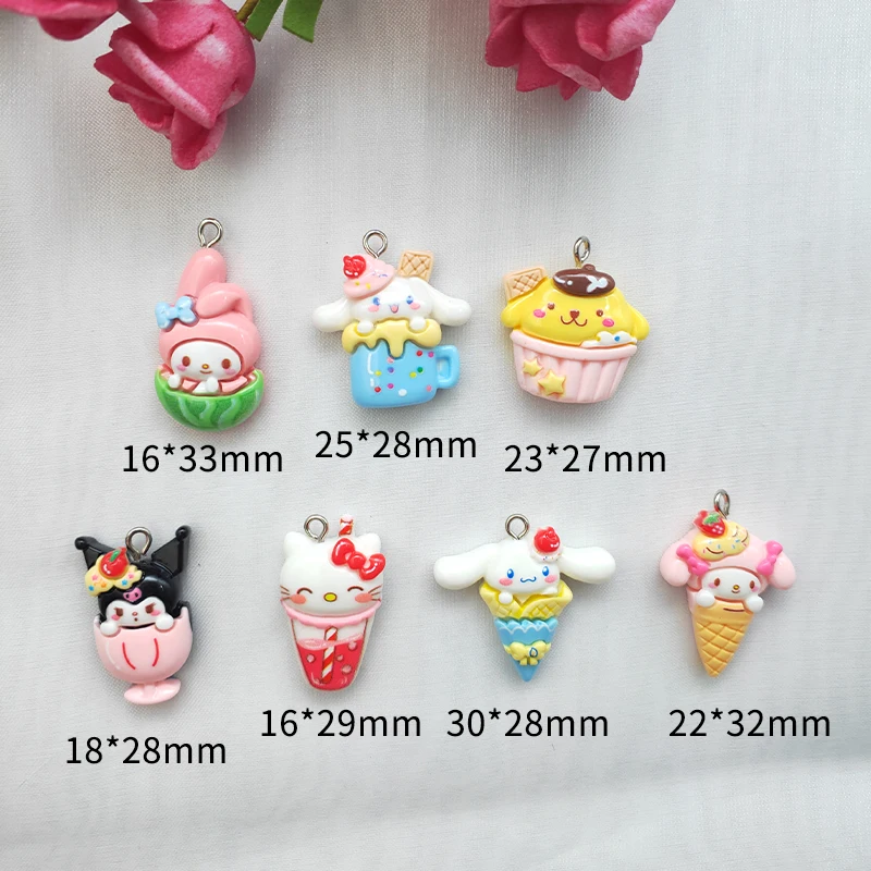 10PCS Cartoon Resin Charms Sanrio Anime orecchini ciondolo portachiavi fai da te collana ciondolo accessori gioielli ciondoli Kawaii