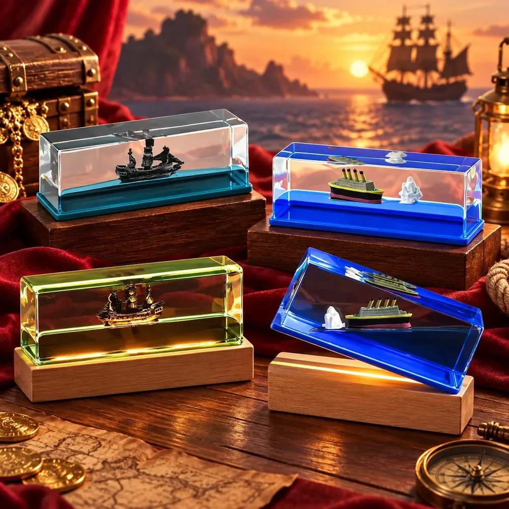 Going Merry Floating Ship Figure Fluid Liquid Thousand Sunny Barcos One Piece Floating Boat Drift Barcos Living Room Decoration
