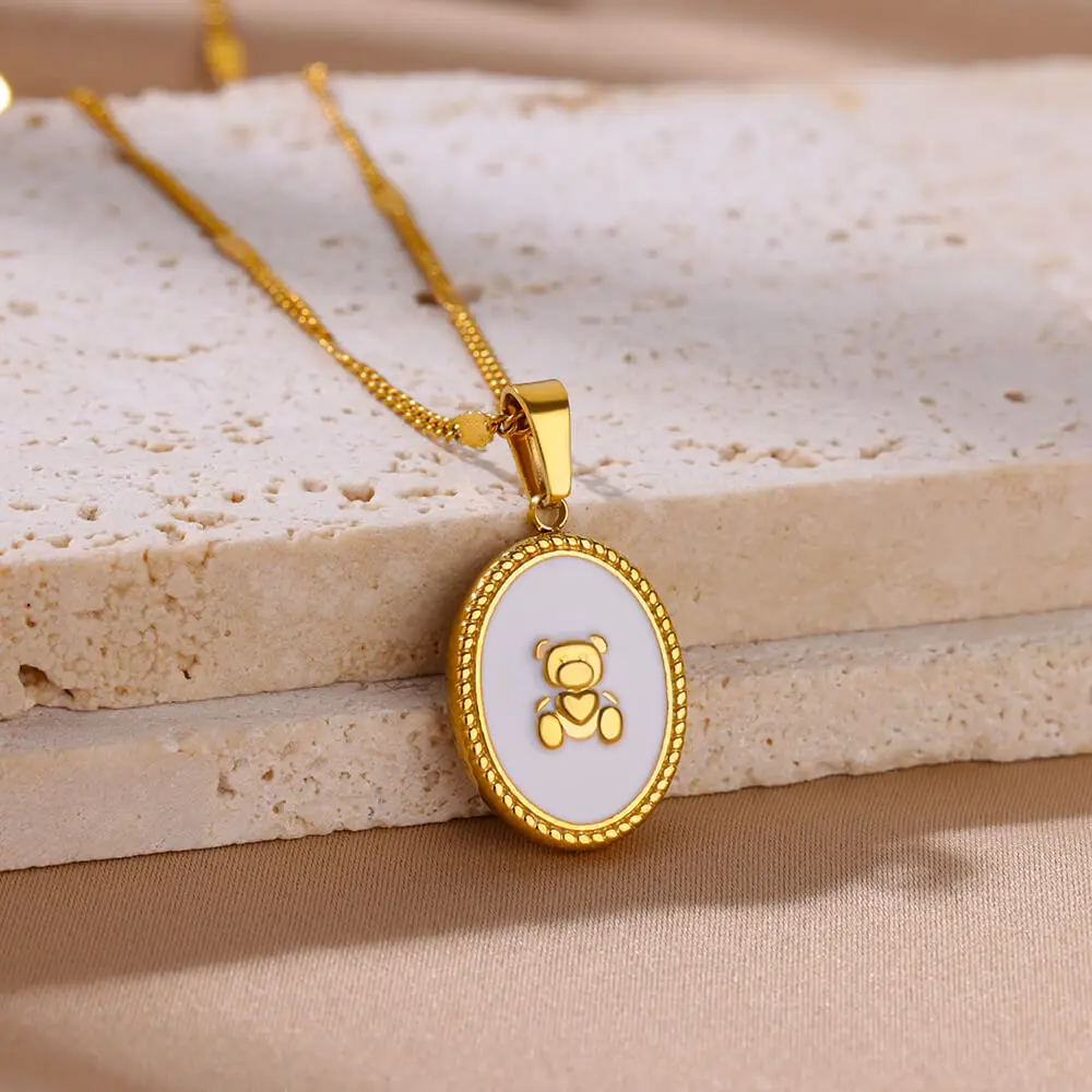 Stainless Steel Round Necklace For Women Vintage Gold Color Scallop Pendant Chain Choker Necklace 2024 Trend Party Jewelry