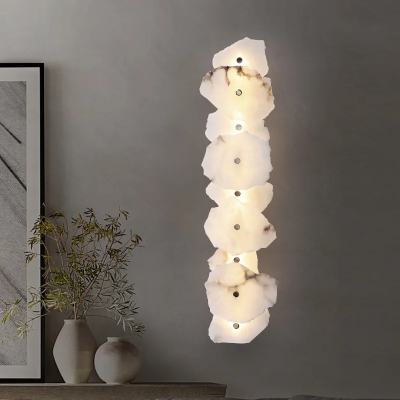 

Creative Simple Natural Marble Wall Lamp LED Lighting Living Room Bedside Hallway Indoor Decoration Sconce Fixture