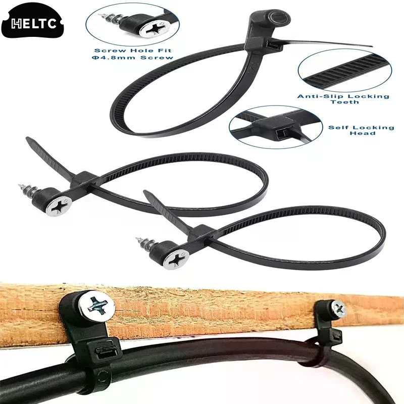 

100 шт., 4 х 150 мм, кабельная стяжка с отверстием для винта, многоразовые фиксированные нейлоновые кабельные стяжки, самоблокирующиеся стяжки для шнура, крепежная петля, офисный органайзер